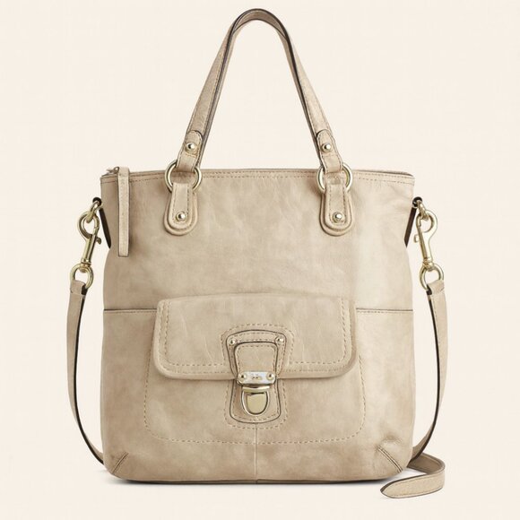 Coach Convertible Leather Shoulder Bag Champagne Taupe EUC - Picture 1 of 9